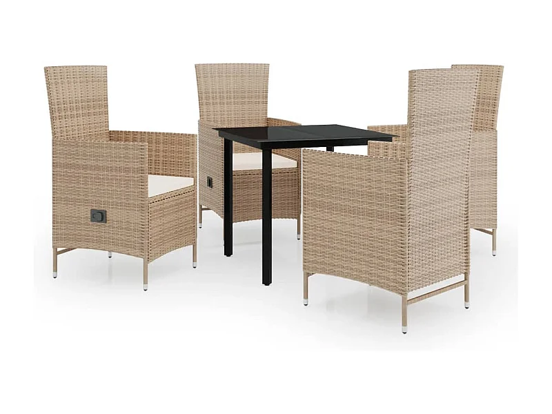 Serafino  Ensemble à manger de jardin avec coussins 5 pcs Beige