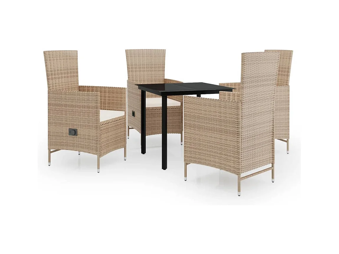 Serafino  Ensemble à manger de jardin avec coussins 5 pcs Beige