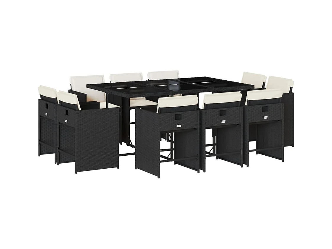 An Daingean  11-delige Tuinset met kussens poly rattan zwart