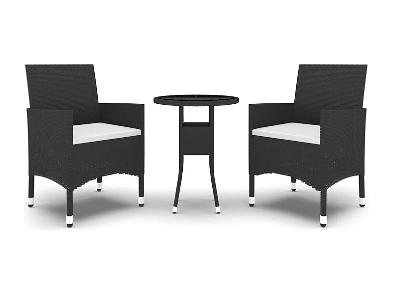 Nylvi  Juego de comedor de jardín 3 piezas ratán sintético negro