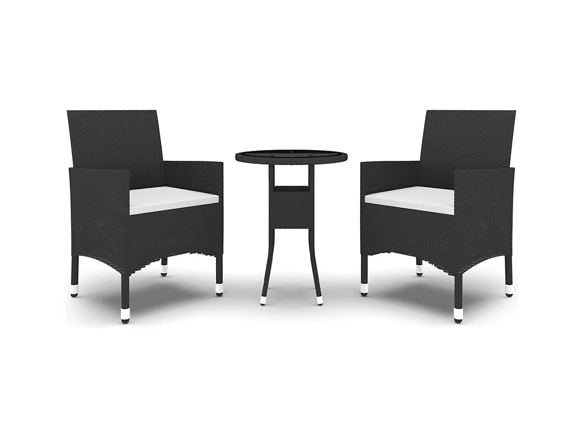 Nylvi  Juego de comedor de jardín 3 piezas ratán sintético negro