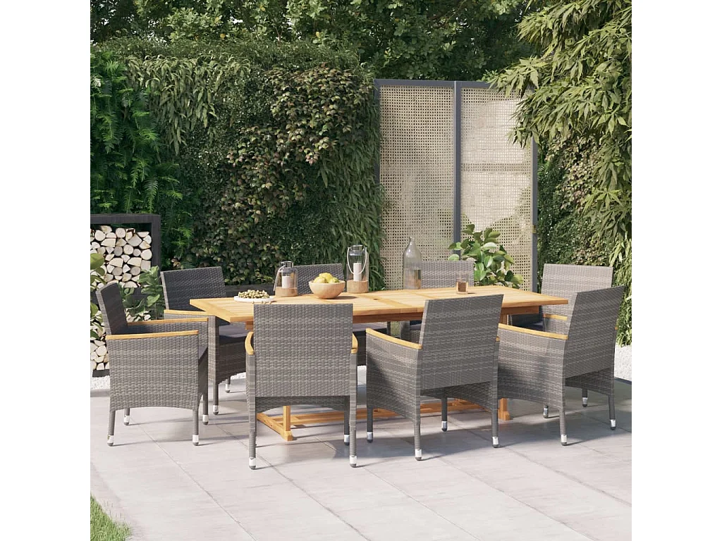 Prolenta Premium -  Ensemble à manger de jardin 9 pcs avec coussins Gris
