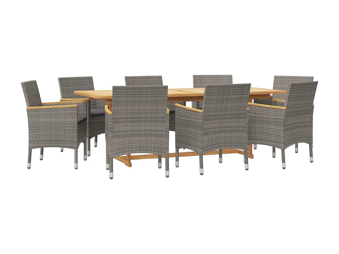 Prolenta Premium -  Ensemble à manger de jardin 9 pcs avec coussins Gris