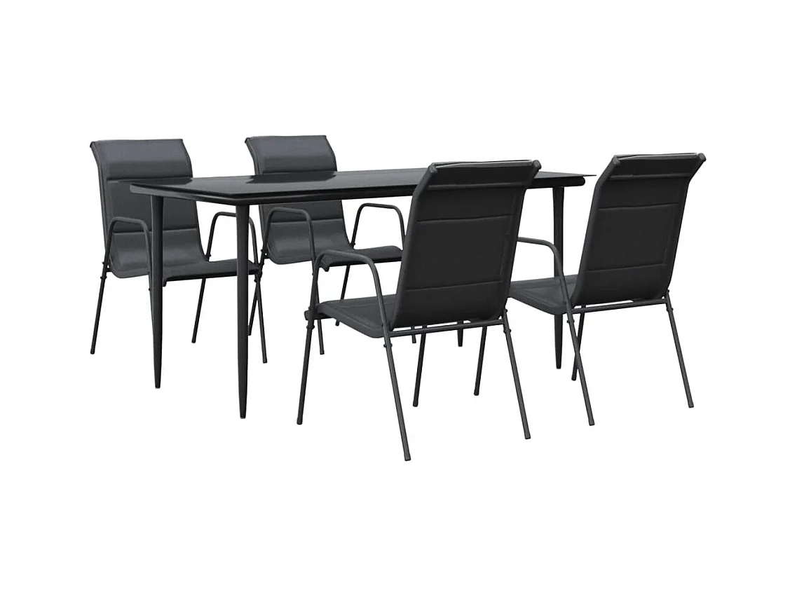 Årslev  Ensemble à manger de jardin 5 pcs noir textilène et acier