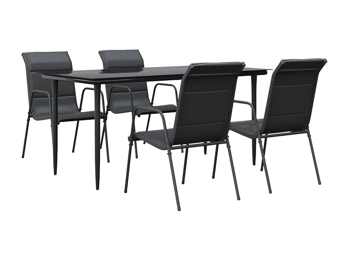 Årslev  Ensemble à manger de jardin 5 pcs noir textilène et acier