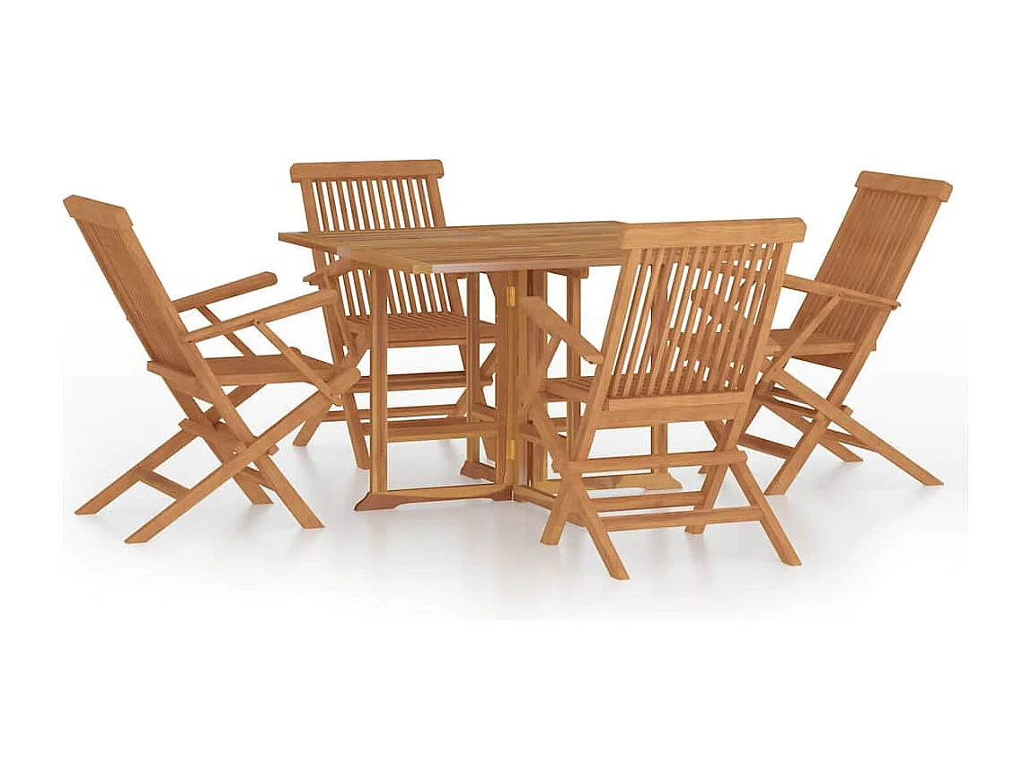 Prolenta Premium -  Set de comedor de jardín plegable 5 pzas madera maciza de teca