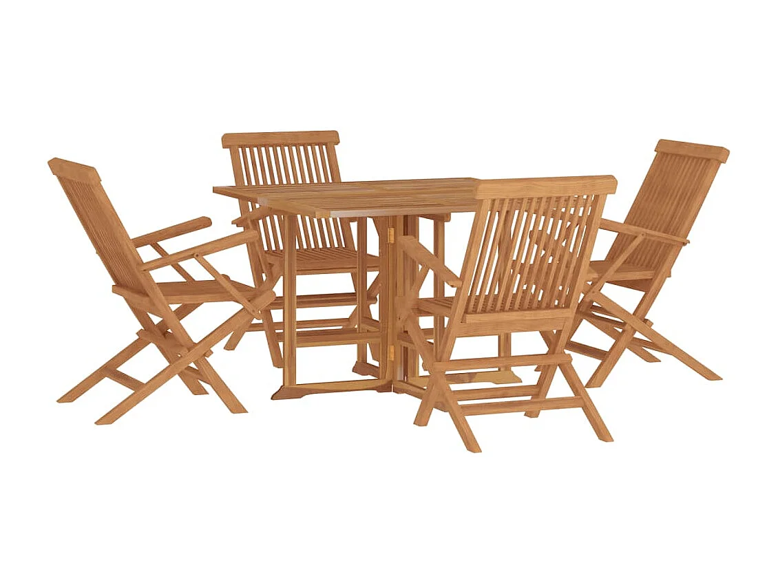 Prolenta Premium -  Set de comedor de jardín plegable 5 pzas madera maciza de teca