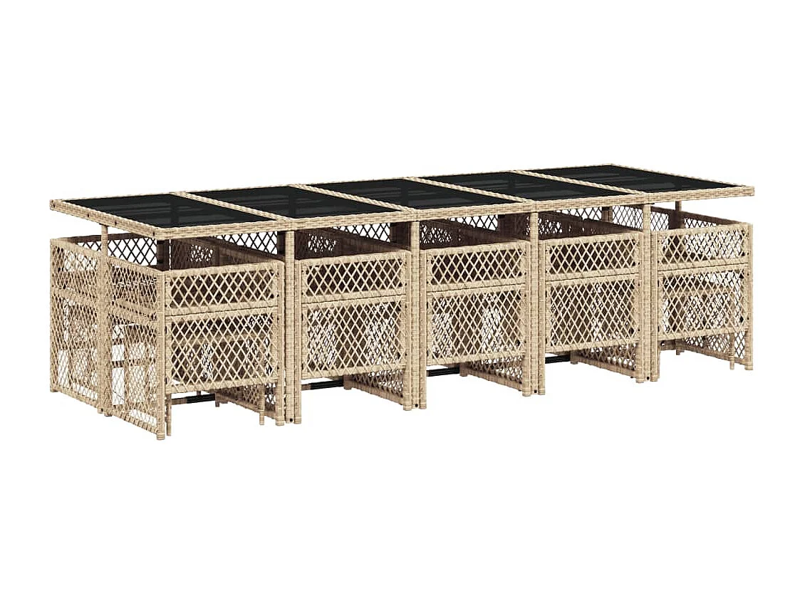 Lubbeek  15-delige Tuinset met kussens poly rattan beige