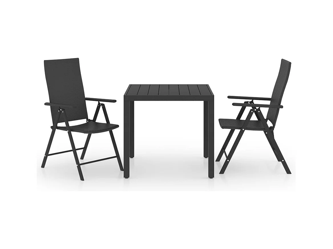 Garden Furniture -  Ensemble à manger de jardin 3 pcs noir