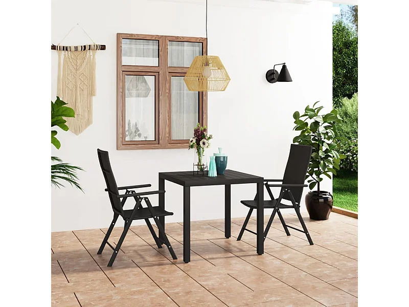 Garden Furniture -  Ensemble à manger de jardin 3 pcs noir