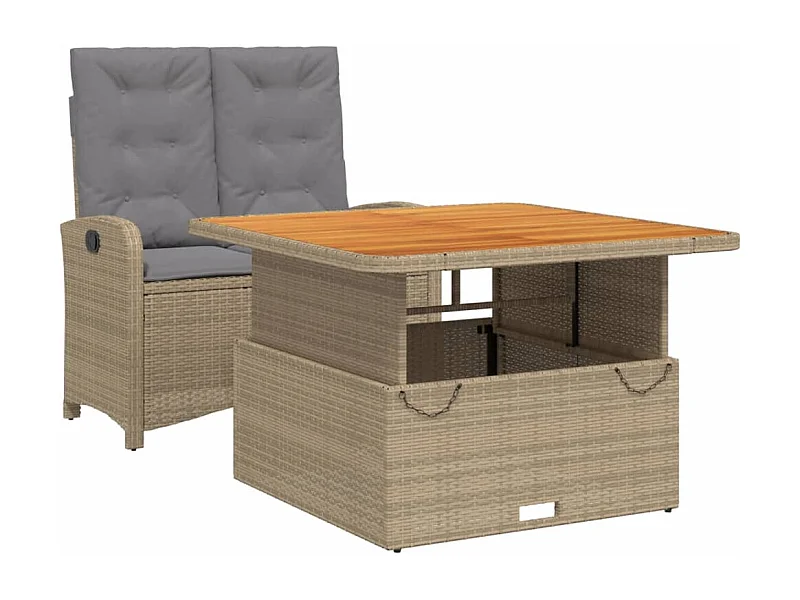 Margot  Set comedor de jardín 2 pzas con cojines ratán sintético beige