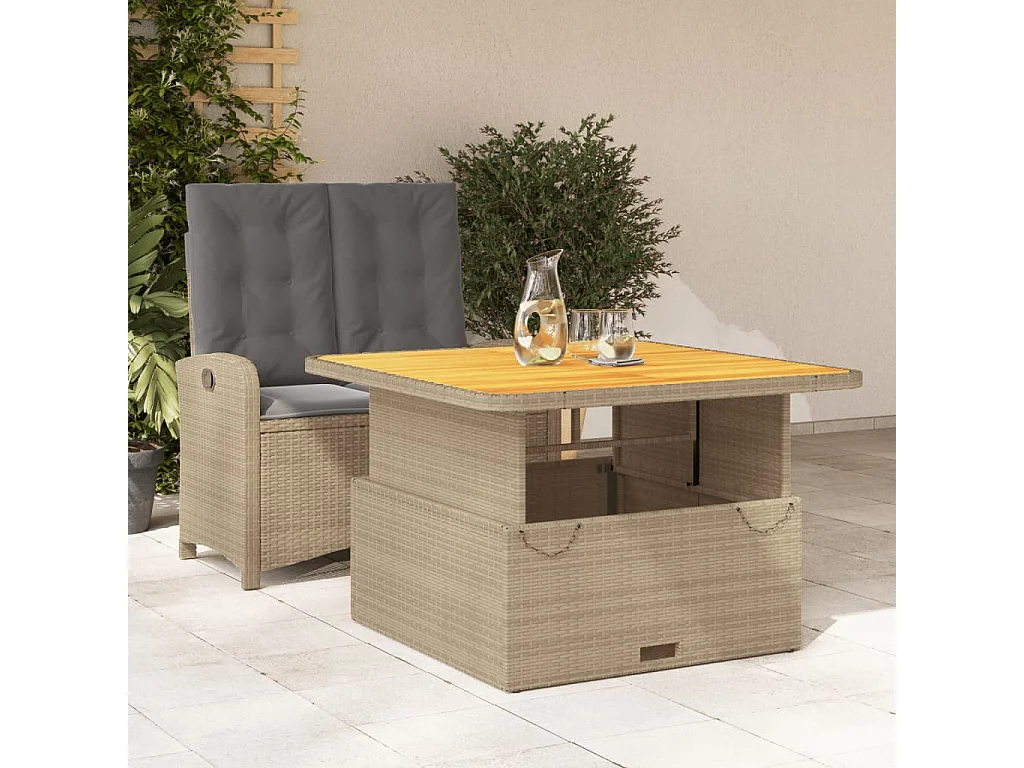 Margot  2-delige Tuinset met kussens poly rattan beige