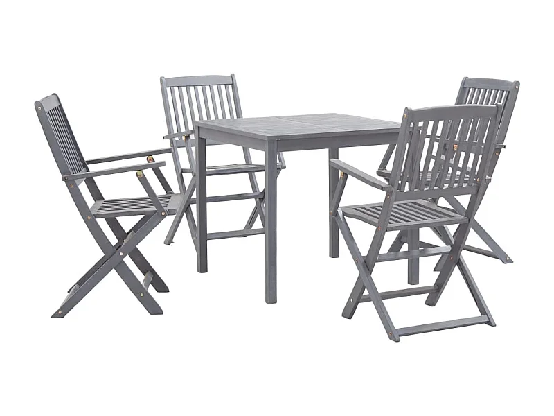 Garden Furniture -  Ensemble à manger de jardin 5 pcs Bois d'acacia massif Gris