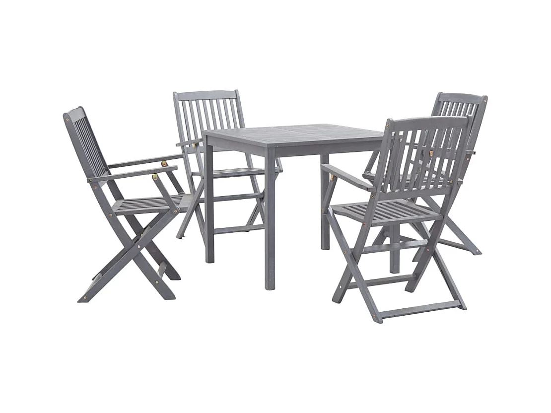 Garden Furniture -  Ensemble à manger de jardin 5 pcs Bois d'acacia massif Gris