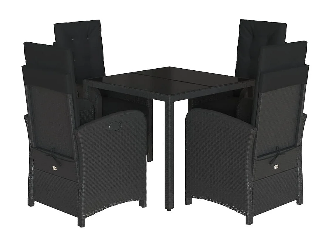 Prolenta Premium -  5-delige Tuinset met kussens poly rattan zwart