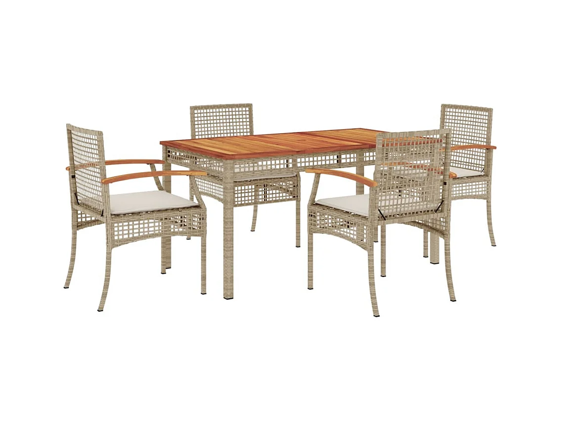 Nunspeet  5-delige Tuinset met kussens poly rattan beige