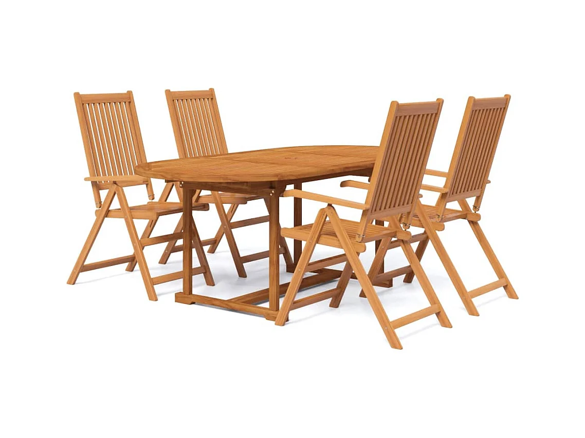 Sterre  Juego de comedor de jardín 5 piezas madera maciza de acacia