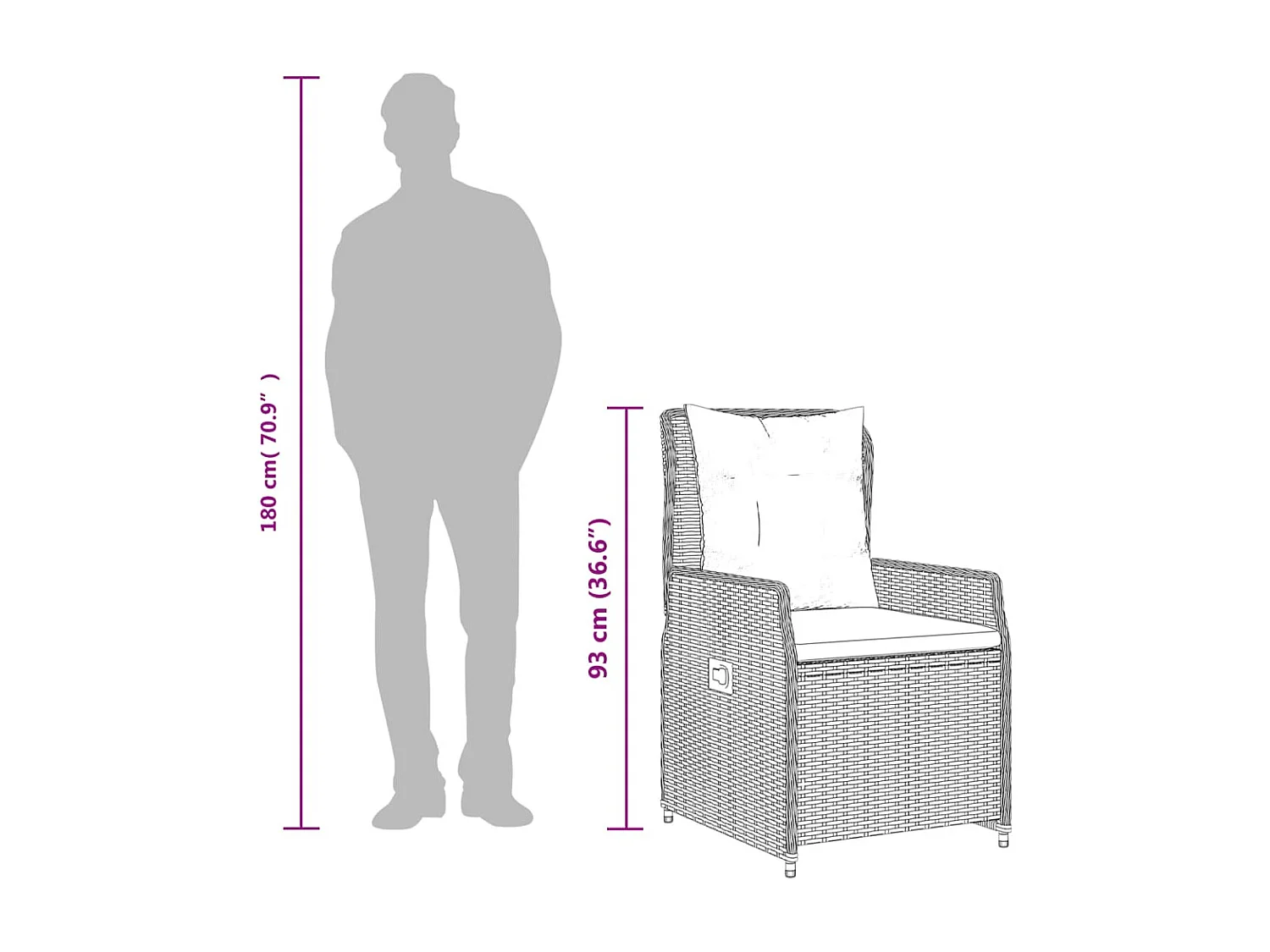 Garden Furniture -  Ensemble à manger de jardin et coussins 5 pcs gris clair rotin