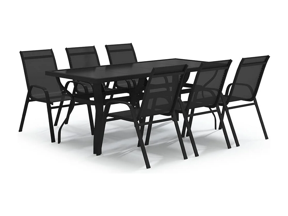 Katie Belle  Ensemble à manger de jardin 7 pcs Noir