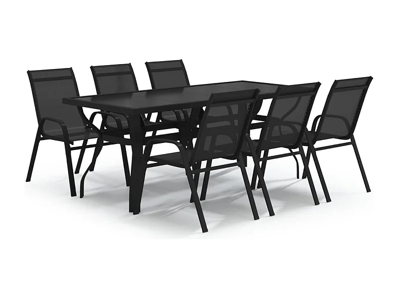 Katie Belle  Ensemble à manger de jardin 7 pcs Noir