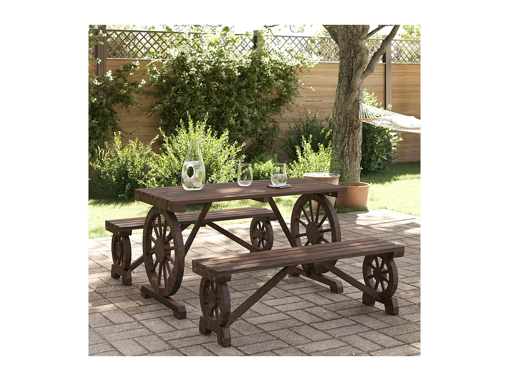 Berthe  Ensemble à manger de jardin 3 pcs bois de sapin massif