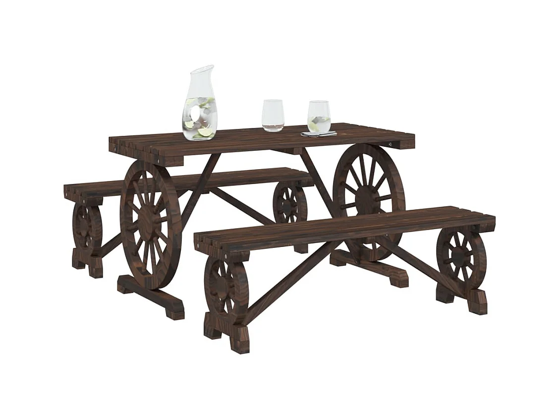 Berthe  Ensemble à manger de jardin 3 pcs bois de sapin massif