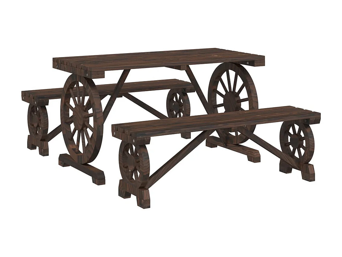 Berthe  Ensemble à manger de jardin 3 pcs bois de sapin massif