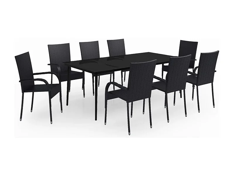 Boiling Springs  Ensemble à manger de jardin 9 pcs Noir