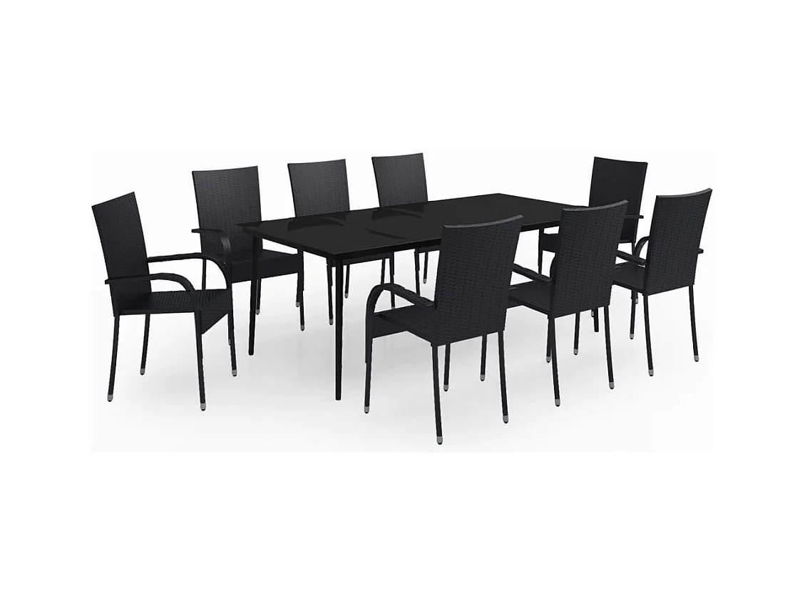 Boiling Springs  Ensemble à manger de jardin 9 pcs Noir