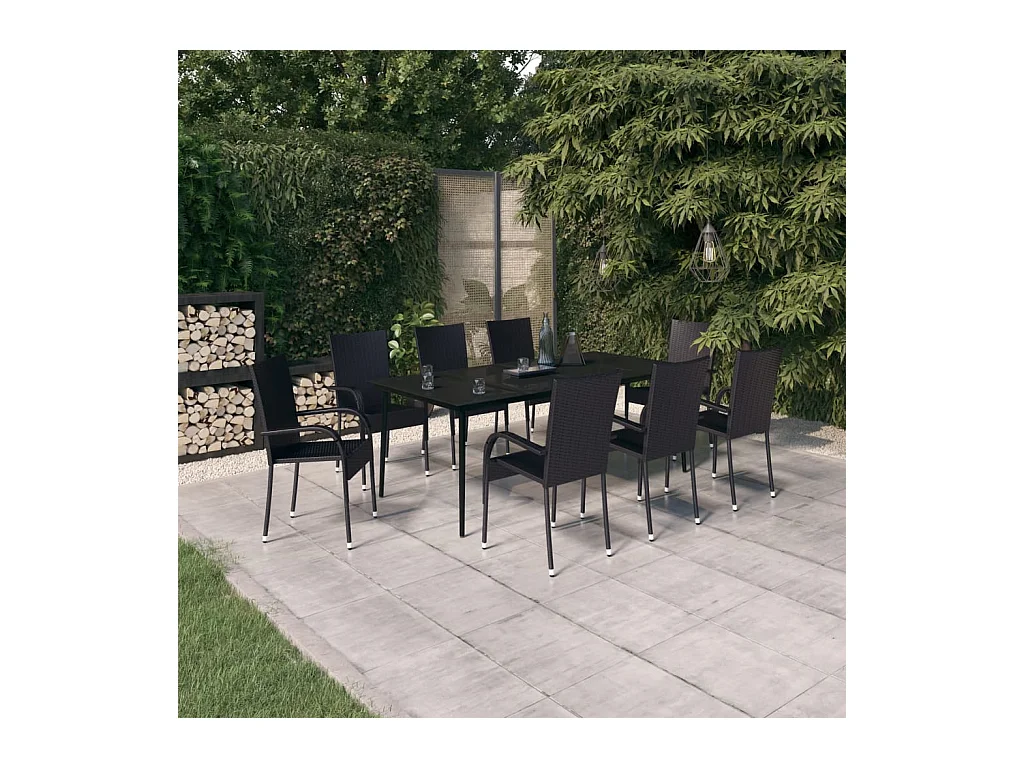 Boiling Springs  Ensemble à manger de jardin 9 pcs Noir