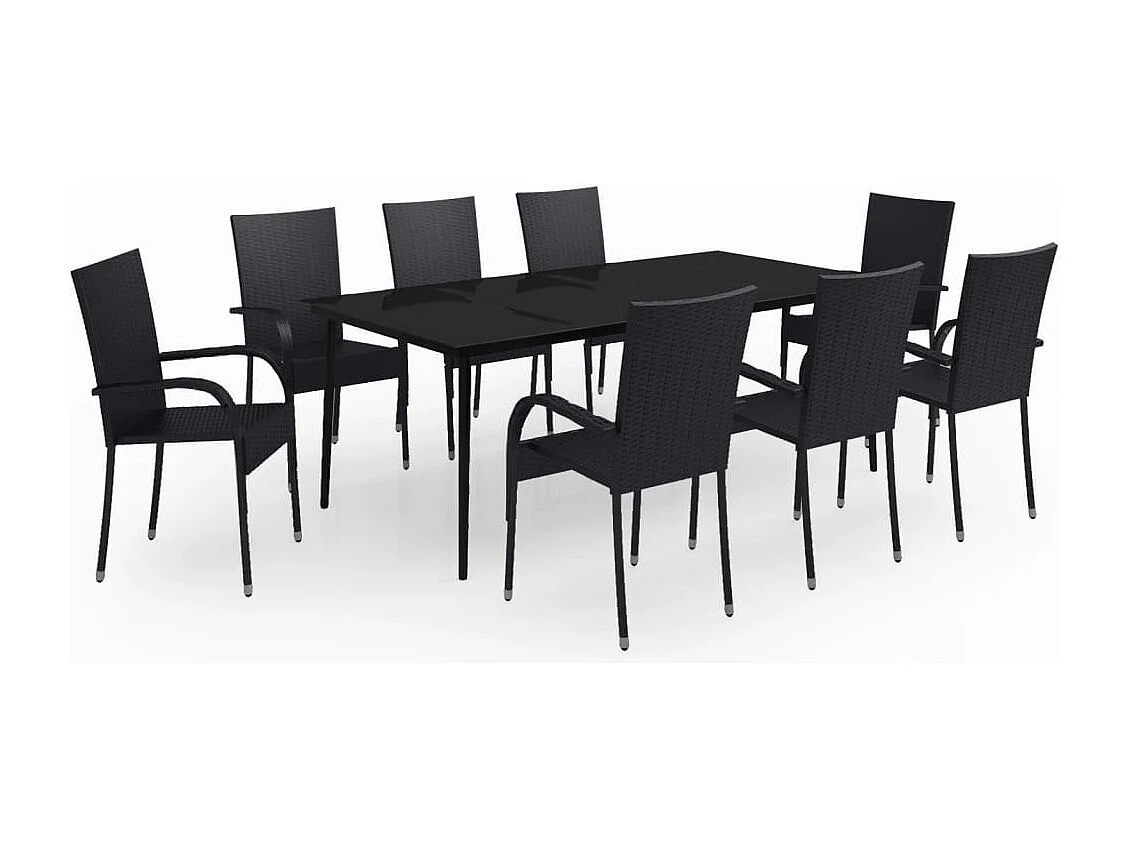 Boiling Springs  Ensemble à manger de jardin 9 pcs Noir