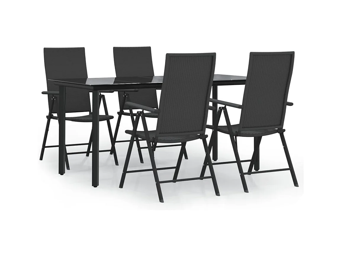 Sondrio  Juego de comedor de jardín 5 piezas ratán sintético negro