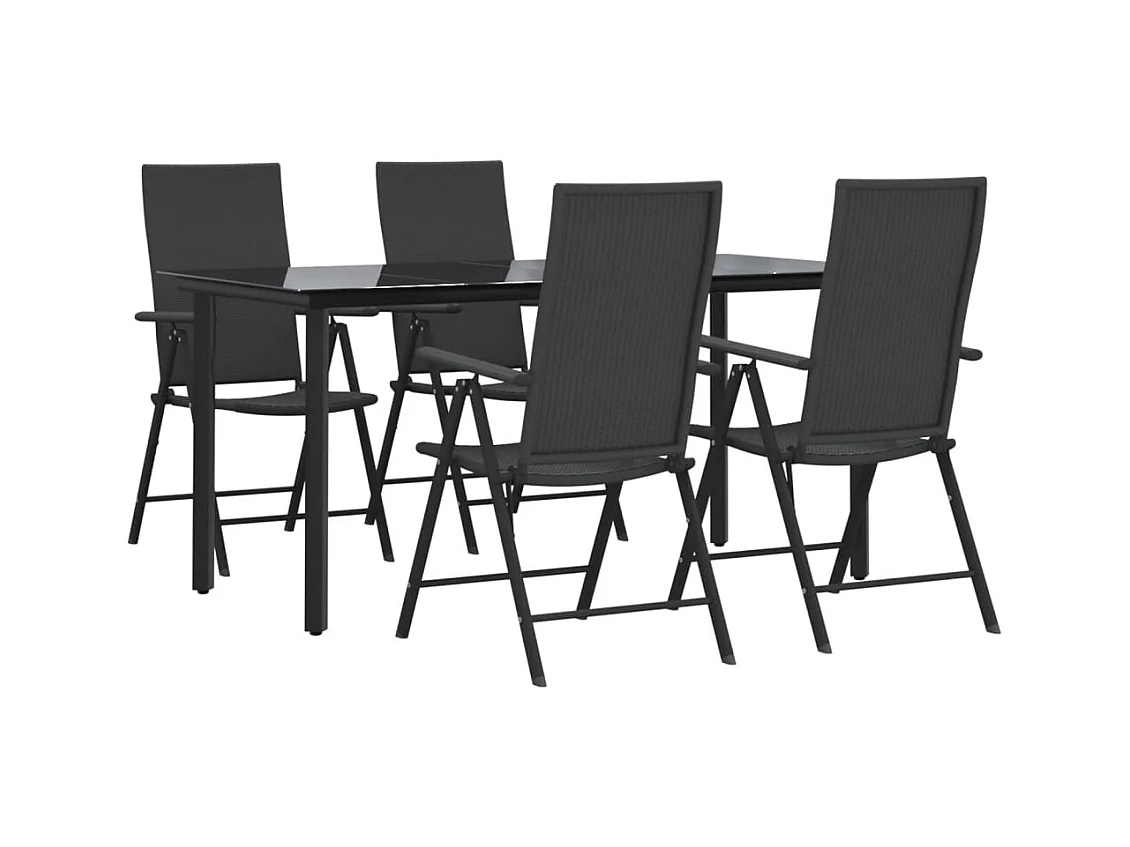 Sondrio  Juego de comedor de jardín 5 piezas ratán sintético negro