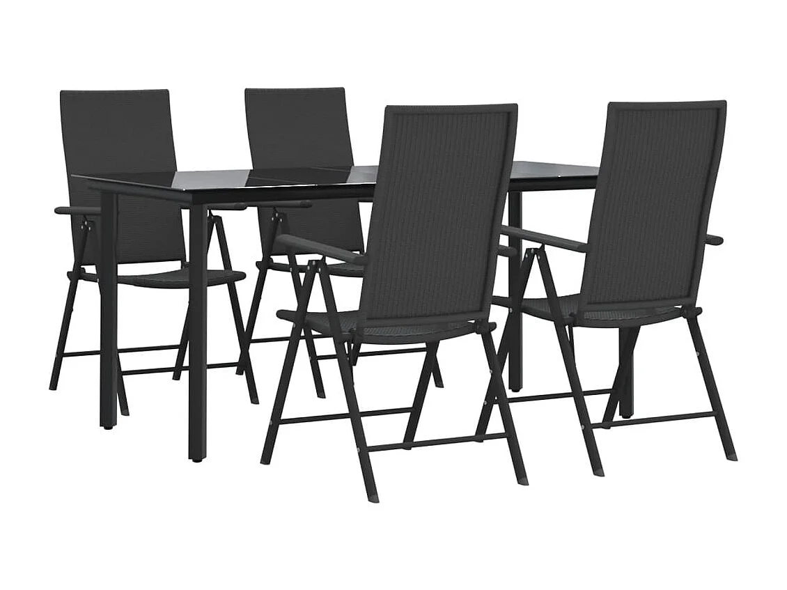 Sondrio  Ensemble à manger de jardin 5 pcs Noir Résine tressée