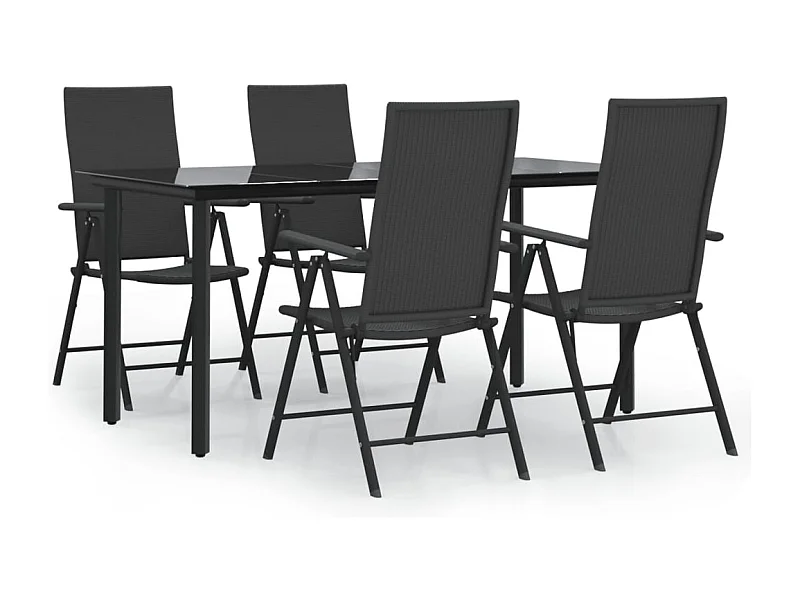 Sondrio  Ensemble à manger de jardin 5 pcs Noir Résine tressée