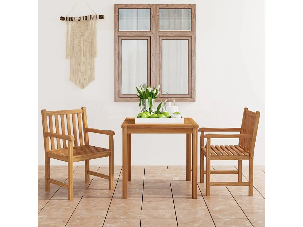 Uldum  3-delige tuinset 80x80 cm massief teakhout