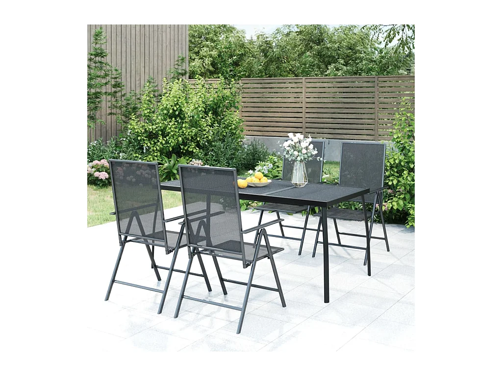 Terina  Ensemble à manger de jardin 5 pcs anthracite acier