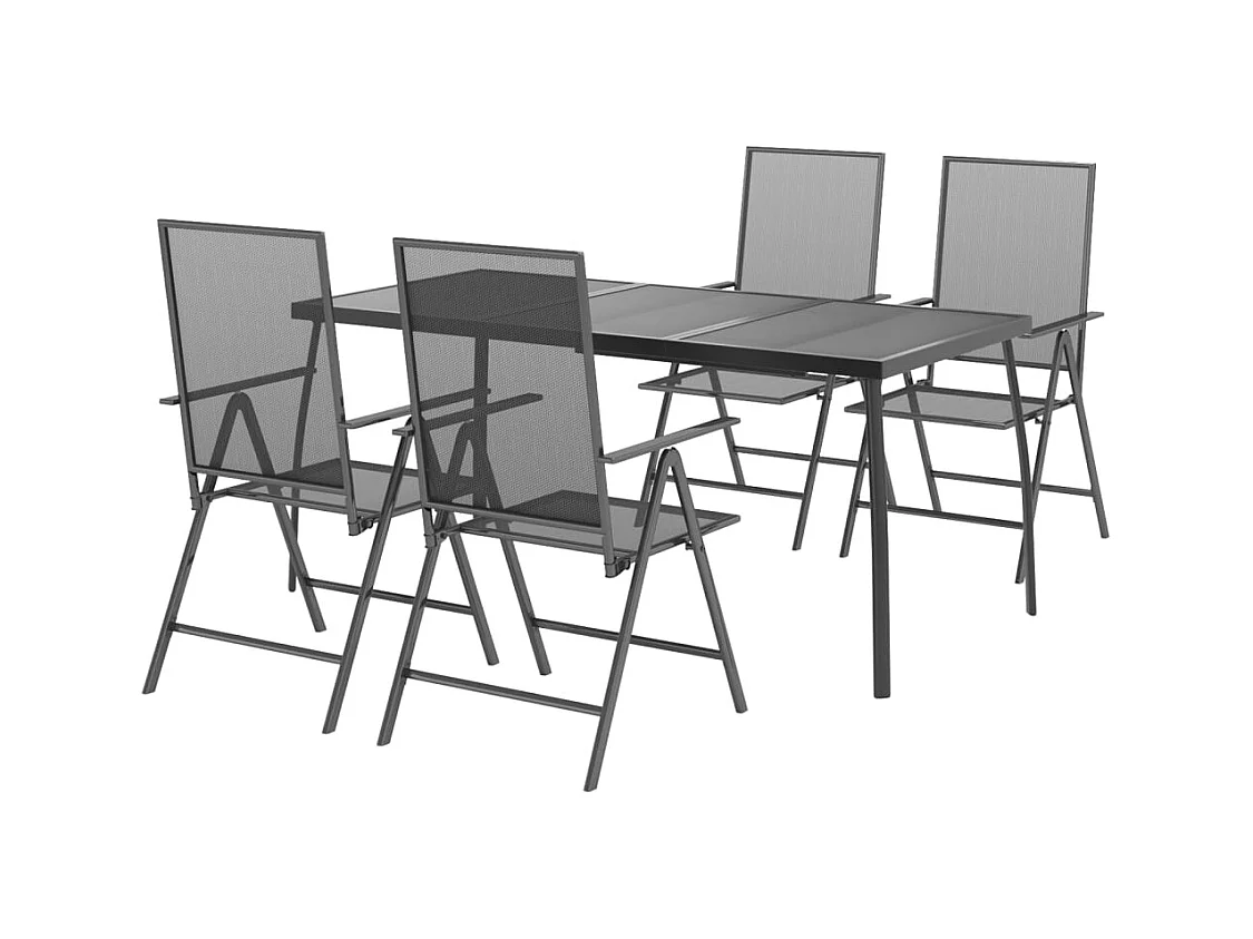 Terina  Ensemble à manger de jardin 5 pcs anthracite acier