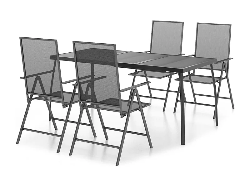 Terina  Juego de comedor de jardín 5 piezas acero gris antracita