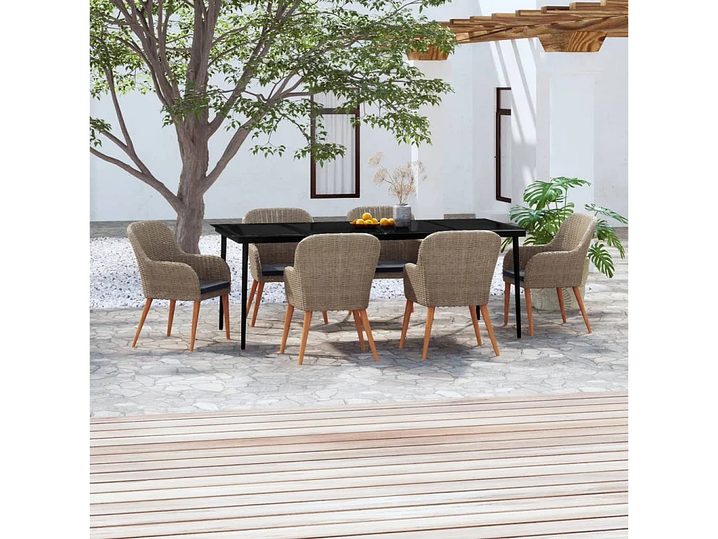 Coole  7-delige Tuinset met kussens bruin