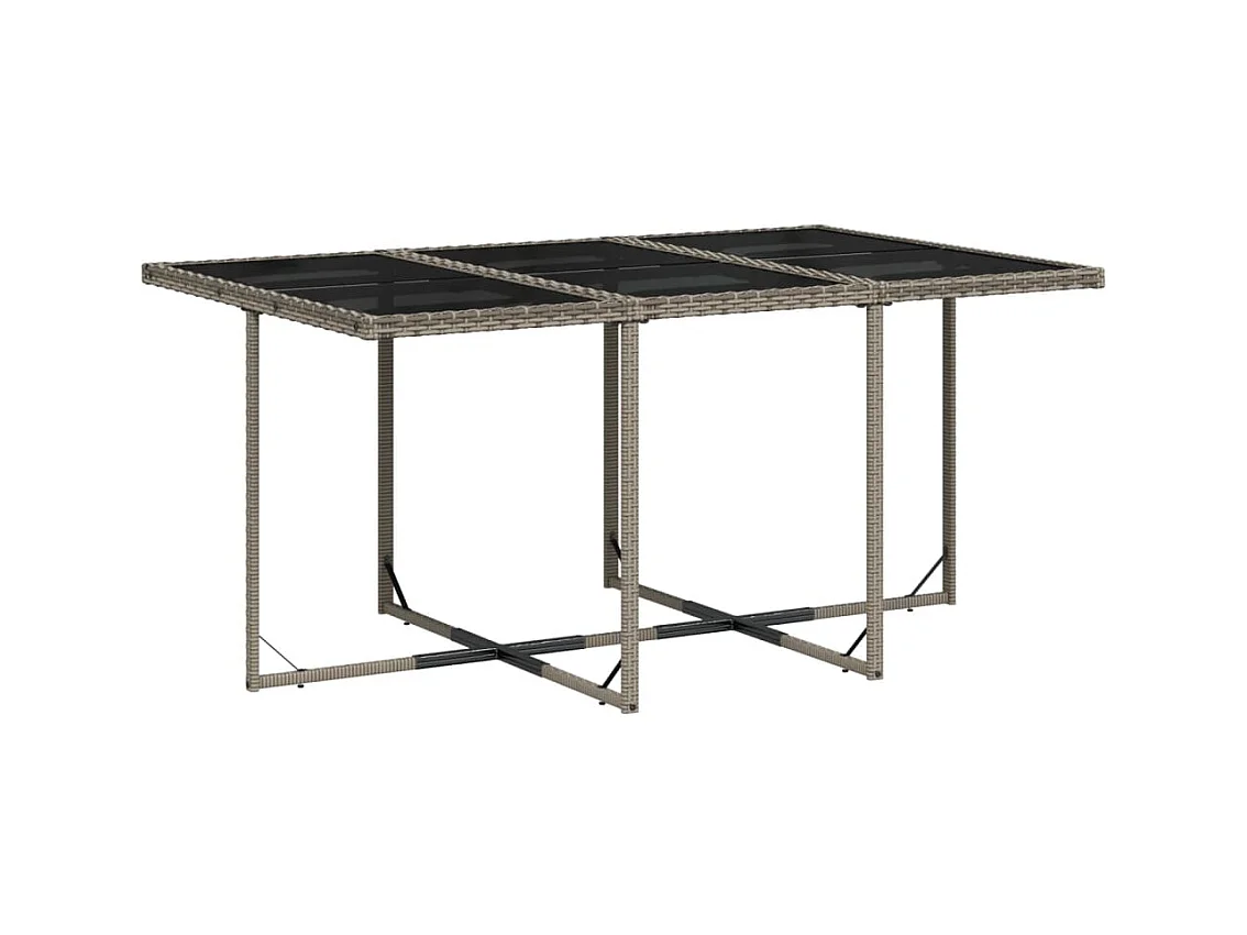 Sharif  Set comedor jardín 7 pzas y cojines ratán sintético gris