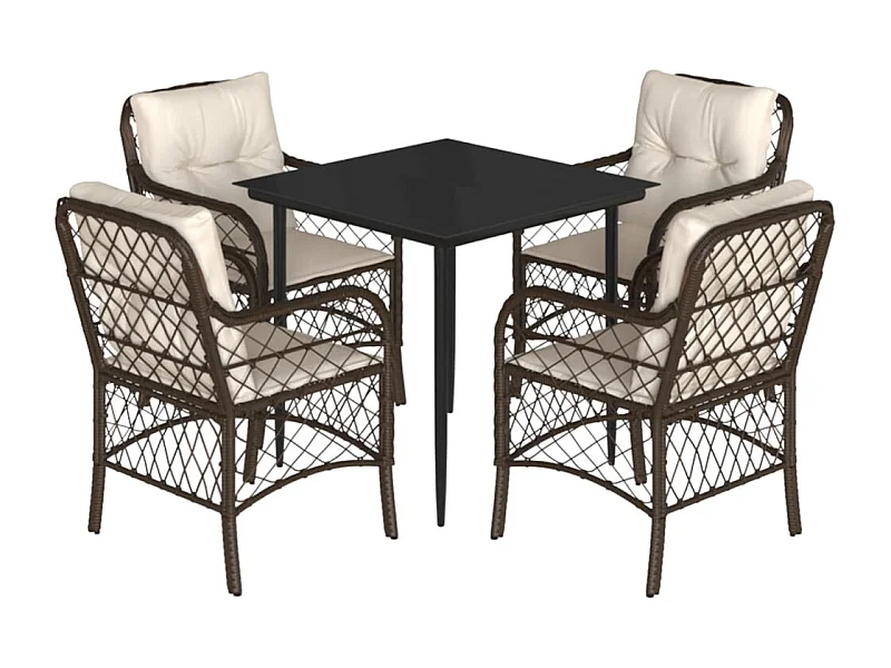 Zynrik  5-delige Tuinset met kussens poly rattan bruin