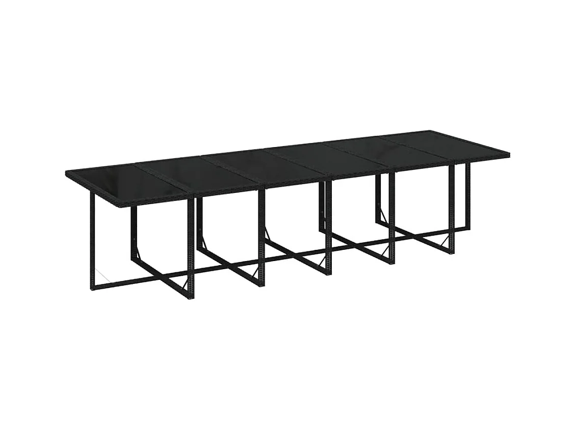 Browns Mills  Ensemble à manger de jardin coussins 13 pcs Résine tressée Noir