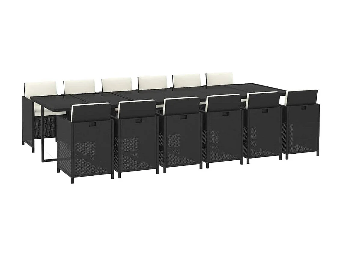 Browns Mills  Set comedor de jardín 13 pzas con cojines ratán sintético negro