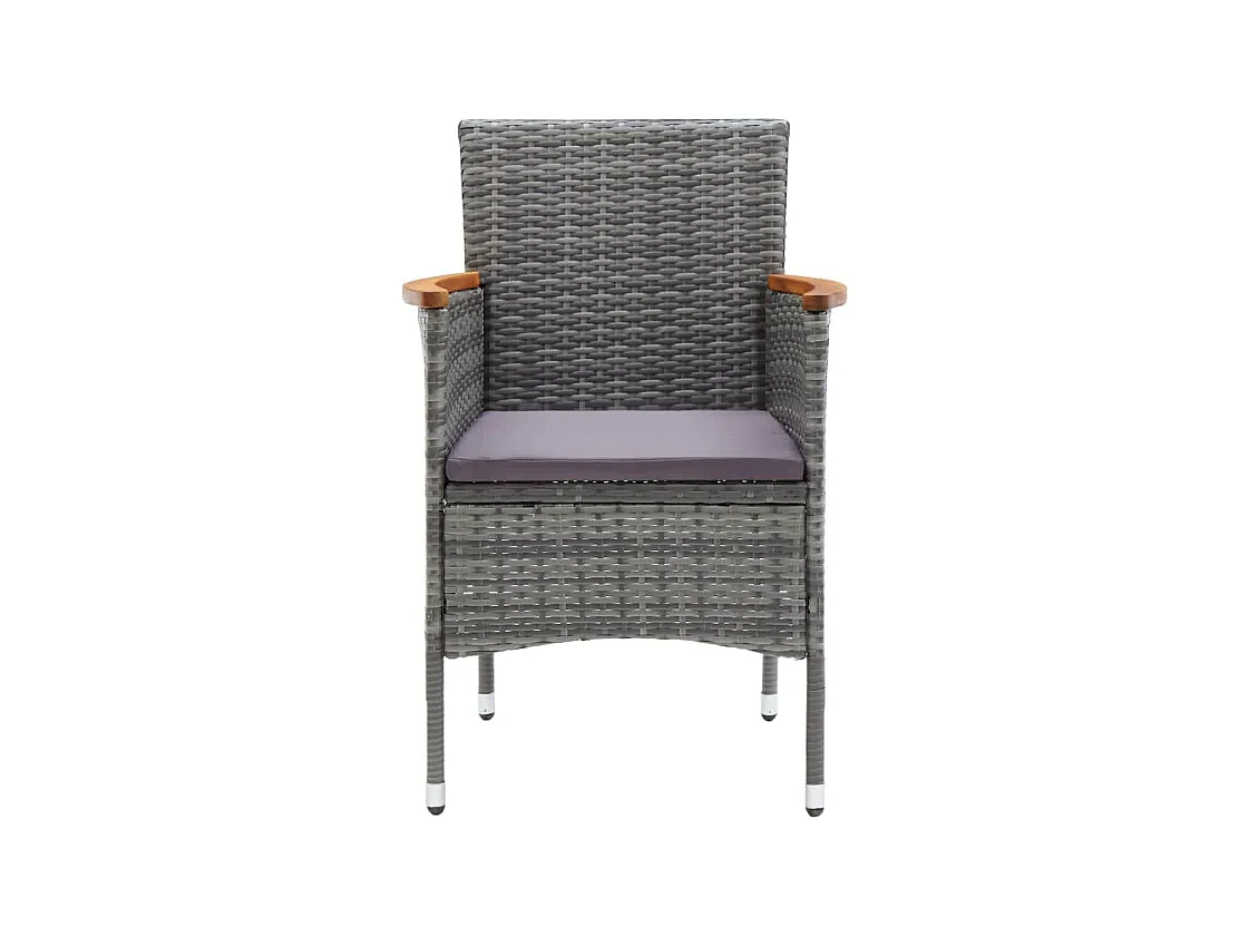 Kelly  Ensemble à manger de jardin coussins 3pcs Résine tressée Gris