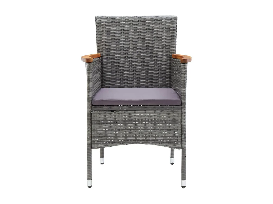 Kelly  Ensemble à manger de jardin coussins 3pcs Résine tressée Gris