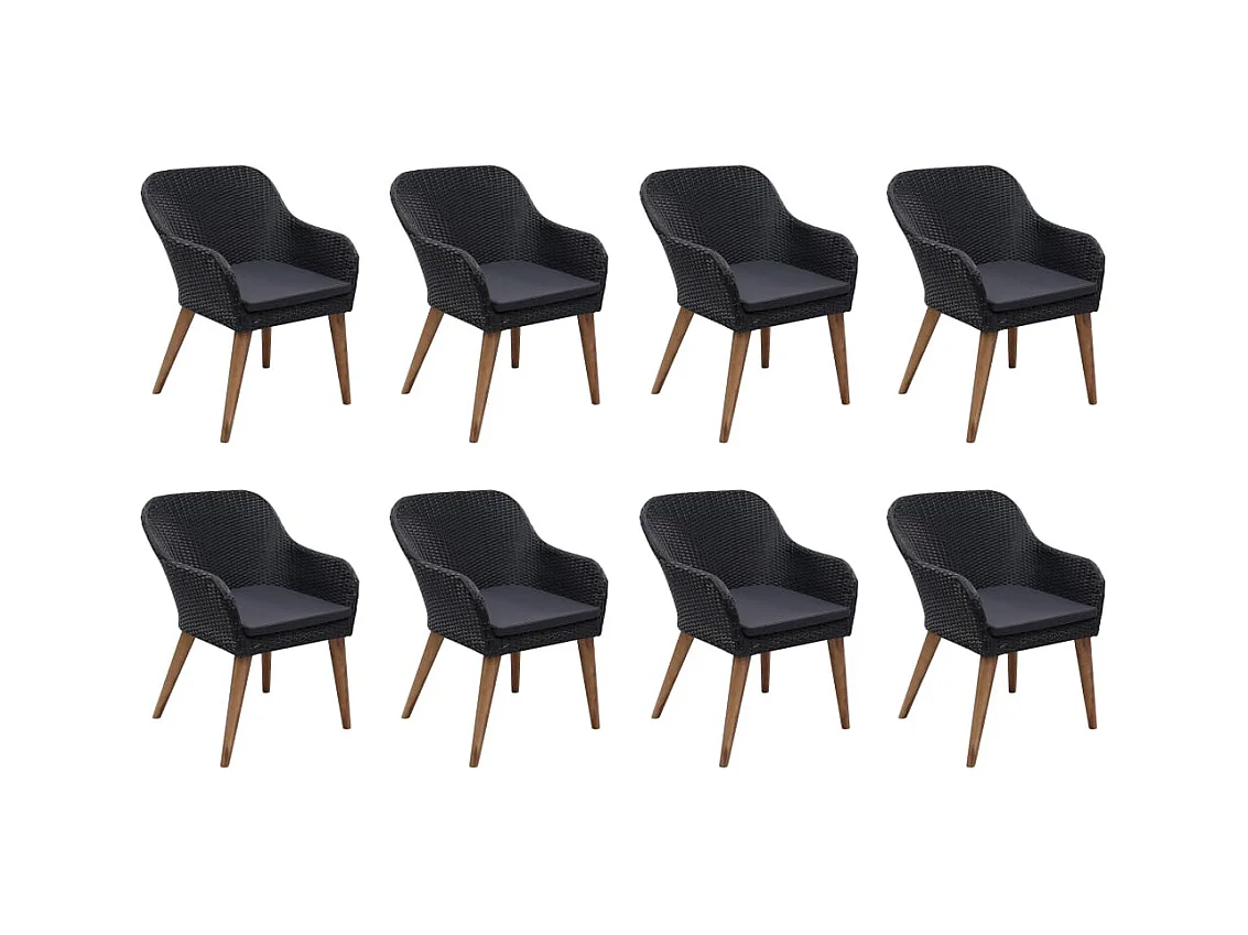Garden Furniture -  Ensemble à manger de jardin 9 pcs Résine tressée Noir