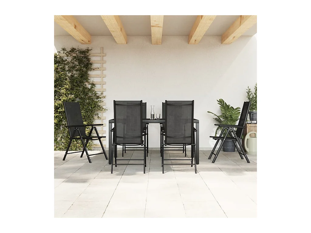 Prolenta Premium -  Ensemble à manger de jardin 7 pcs noir aluminium
