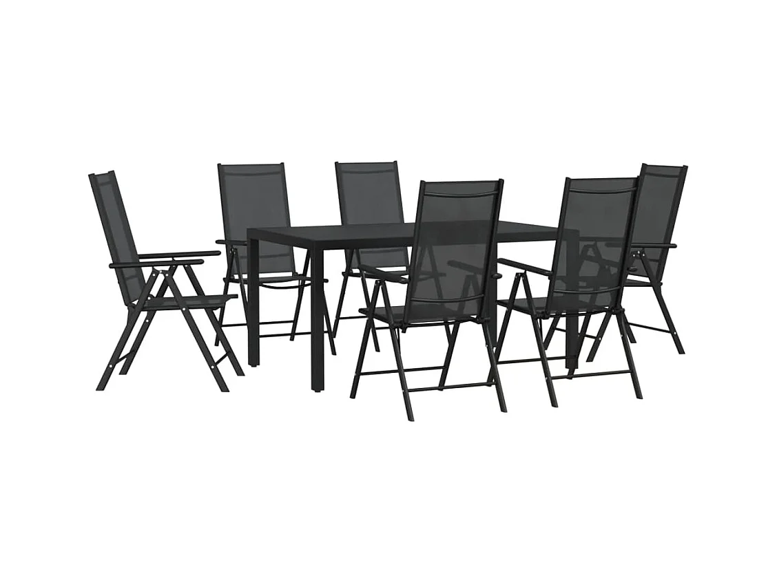 Prolenta Premium -  Ensemble à manger de jardin 7 pcs noir aluminium