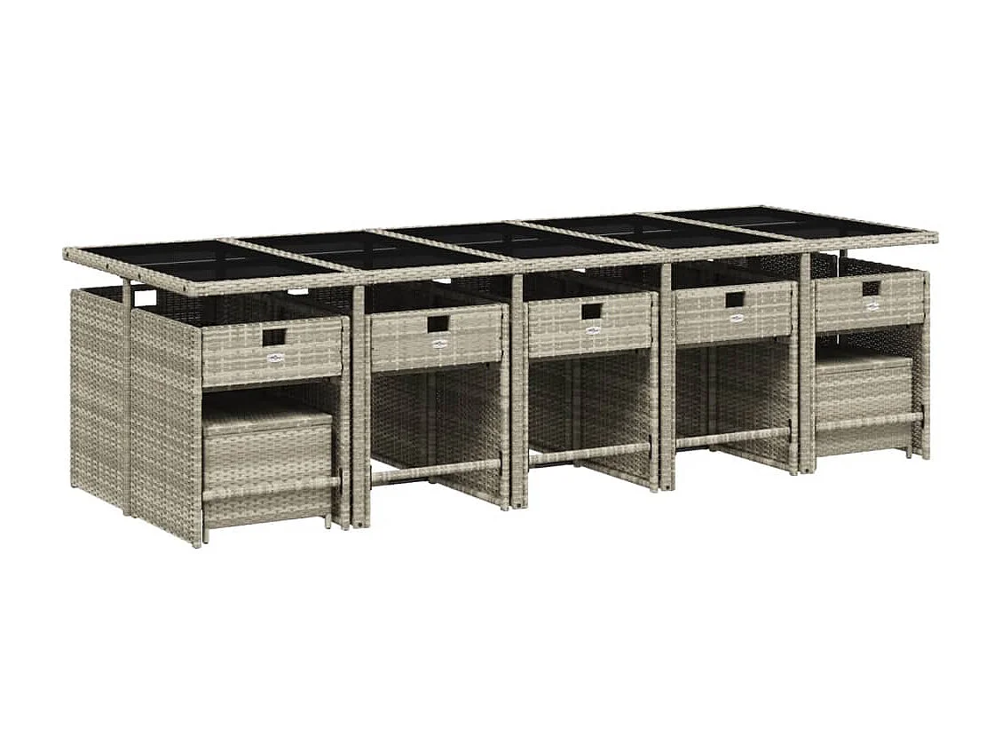 Zenn  15-delige Tuinset met kussens poly rattan lichtgrijs